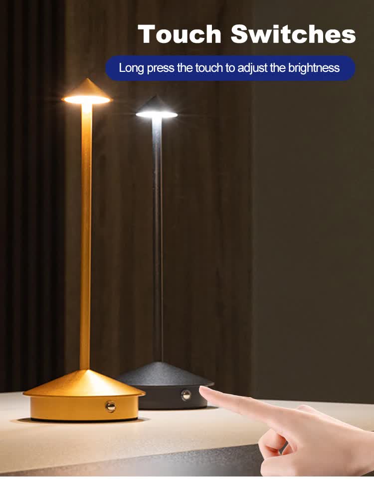 Touch switch mushroom LED night light with warm illuminated stem and round base