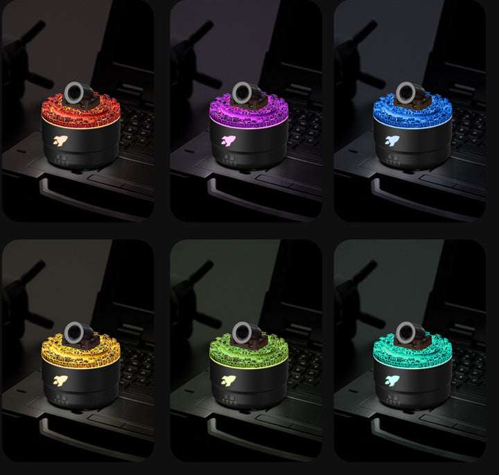 Black Creative Cannon-Shaped Aromatherapy Diffuser with Colorful LED Lights, 280ml Ultrasonic Humidifier, Dual Mist Modes, Desktop Small Air Freshener