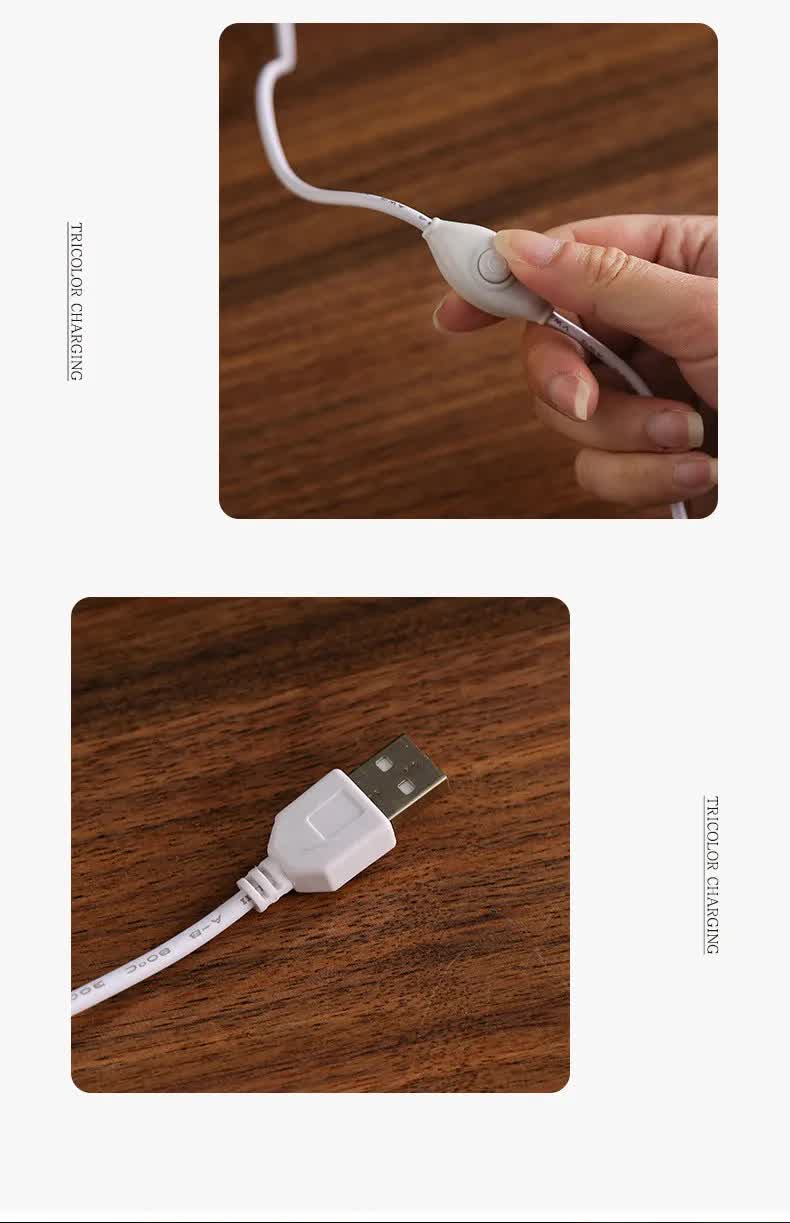 USB charging cable for glass mountain night light, connected to lamp port