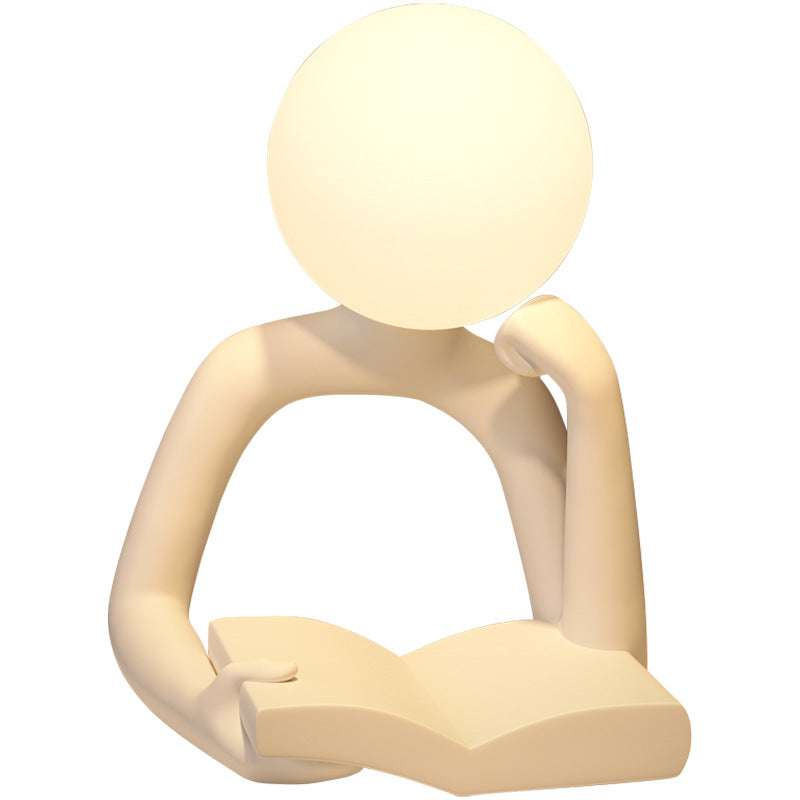 White Creative Book Reader Desk Lamp - USB Powered, Modern Resin Design