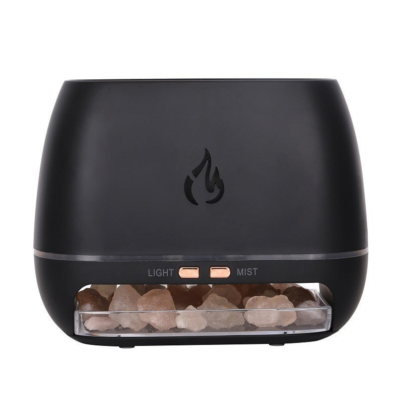 Black aroma diffuser humidifier with flame icon and front mist tank window