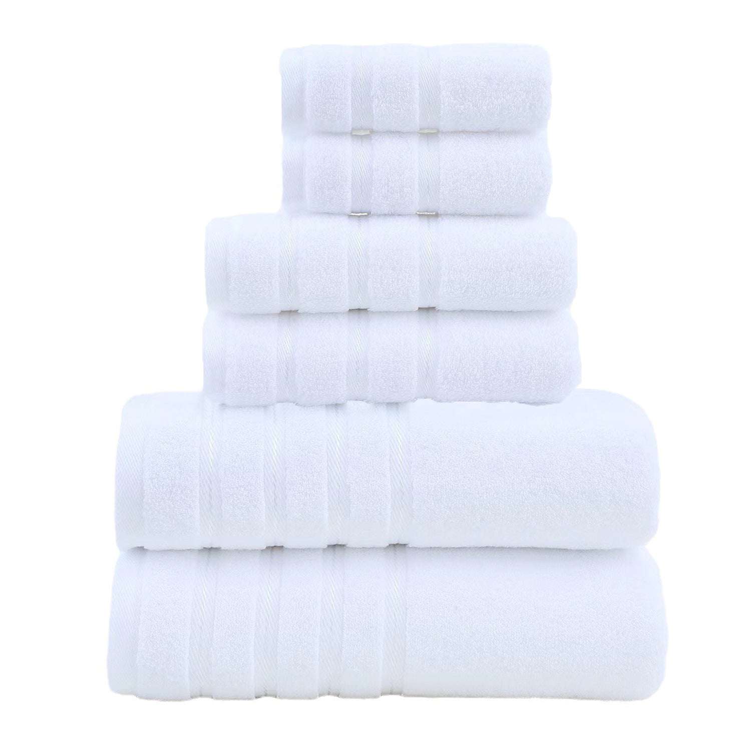 White Luxury Cotton Towel Set - 6-Piece Ultra-Soft Bath, Hand, and Washcloth Set