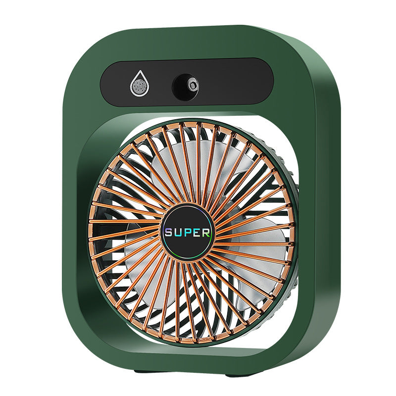 Portable USB Rechargeable Misting Fan  Compact Personal Fan with Cooling Spray - Green Colors