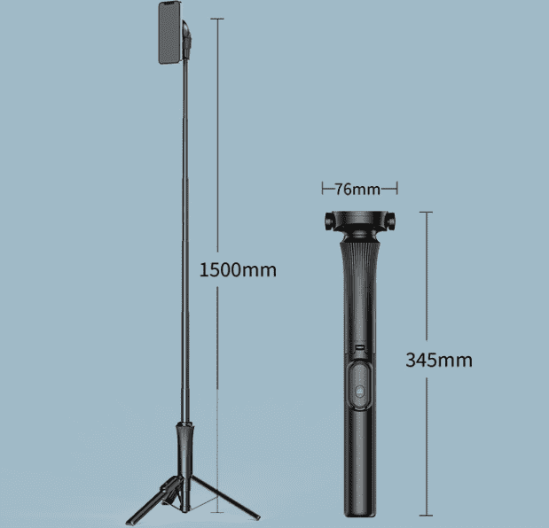 White Multifunctional Foldable Selfie Stick with Tripod Stand & Bluetooth Remote