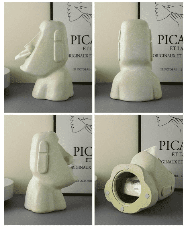 White Creative Moai Tissue Holder - Fun and Unique Decorative Dispenser