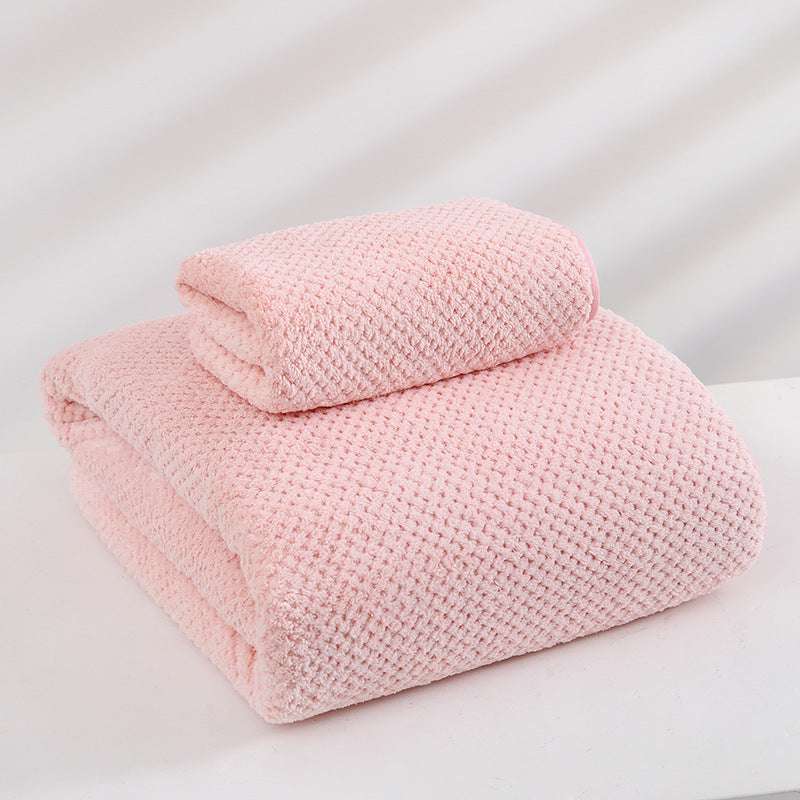 Pink Luxury White Bath Towel and Hand Towel Set - Ultra Soft and Absorbent