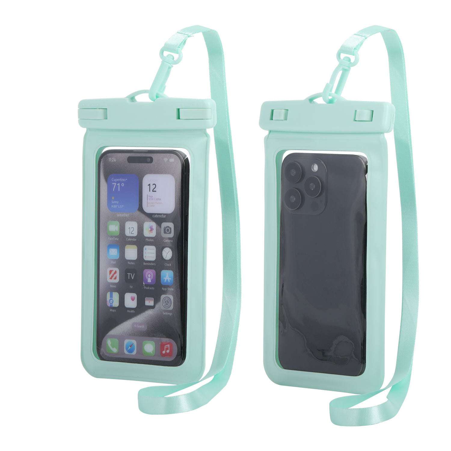 Light Blue Four Pieces Per Set Waterproof Phone Pouch with Clear Touchscreen Window and Lanyard