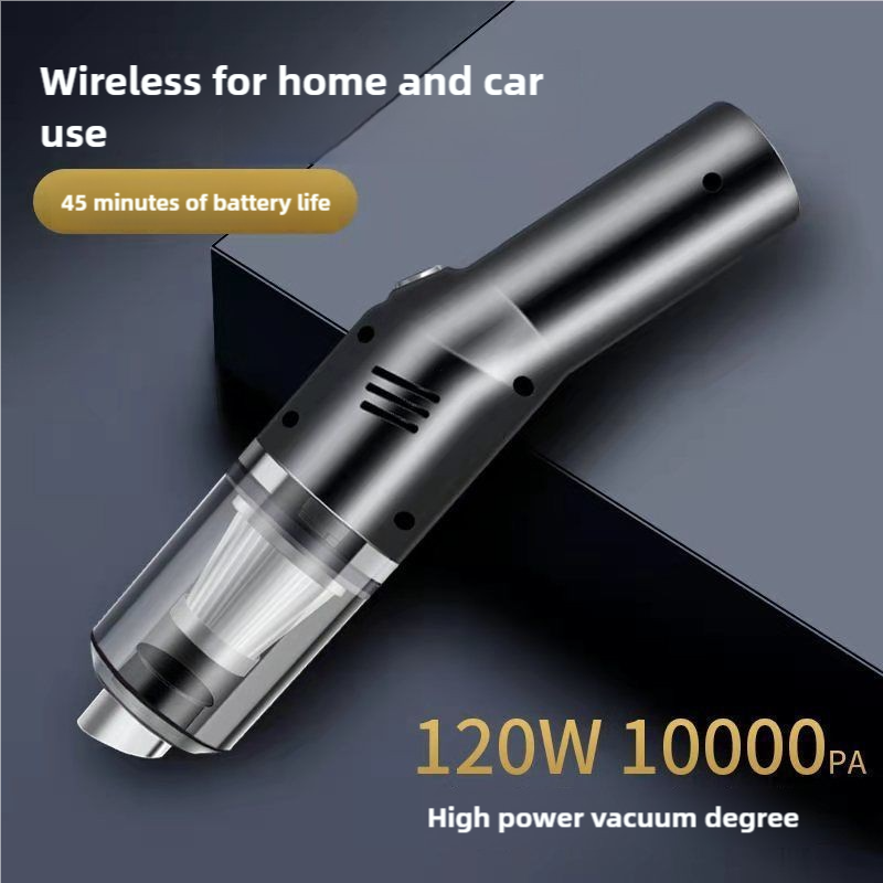 Black handheld wireless vacuum cleaner with transparent dust chamber