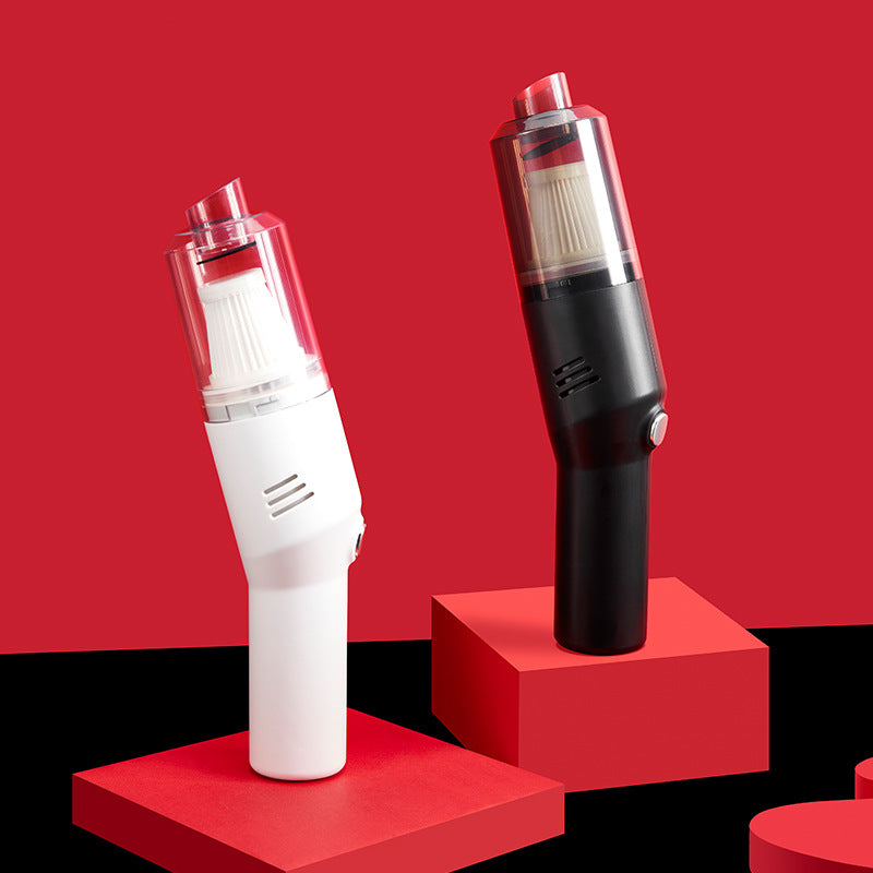 Handheld vacuum cleaner with clear dust bin in black and white