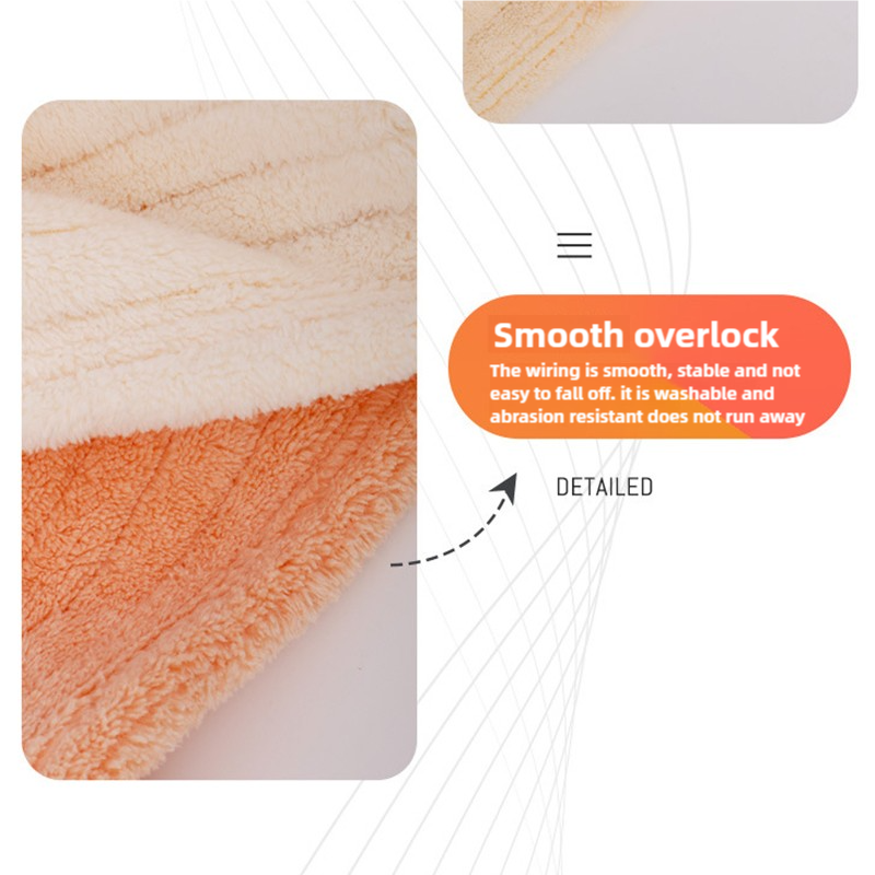 Coral and beige fleece towel fabric close-up with smooth edge stitching