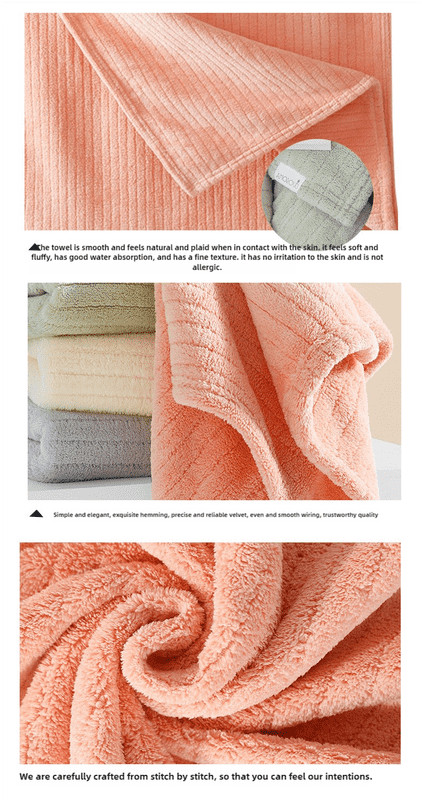 Off White Soft Coral Fleece Towel and Bath Towel Gift Set - 5-Piece Luxurious Absorbent Set