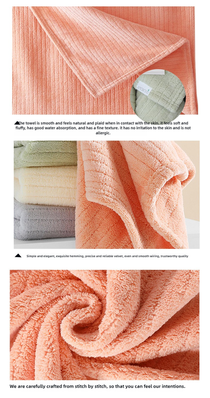 Soft coral fleece towel with plush ribbed texture and folded set in gift box