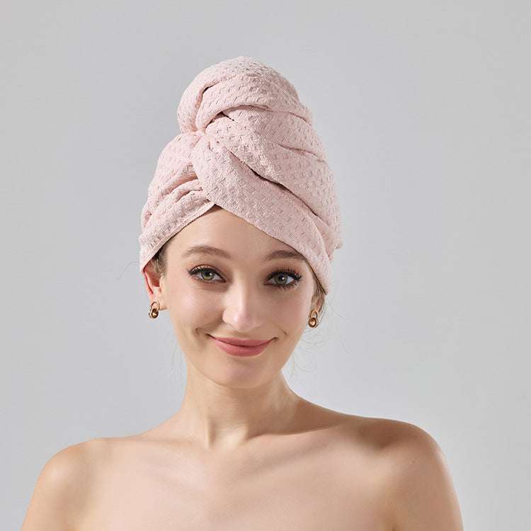 2 Pcs Pink Super Absorbent Waffle Weave Hair Towel, Multi-Functional Quick Drying Turban for Women, Soft & Fast Drying Head Wrap