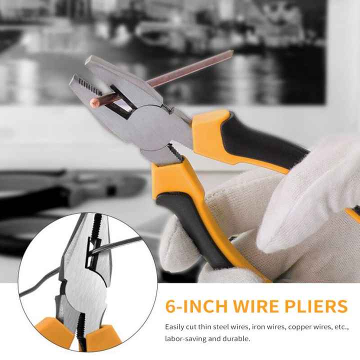 6-inch wire pliers with orange-and-black handles