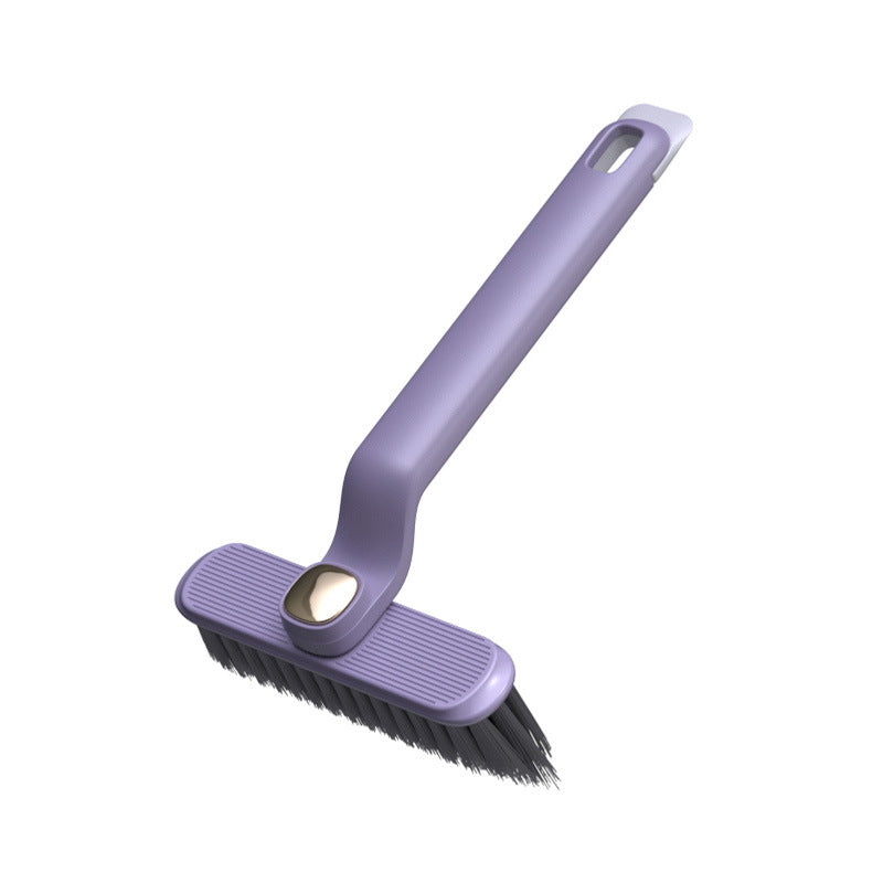Purple rotating gap cleaning brush with angled handle and stiff bristle head