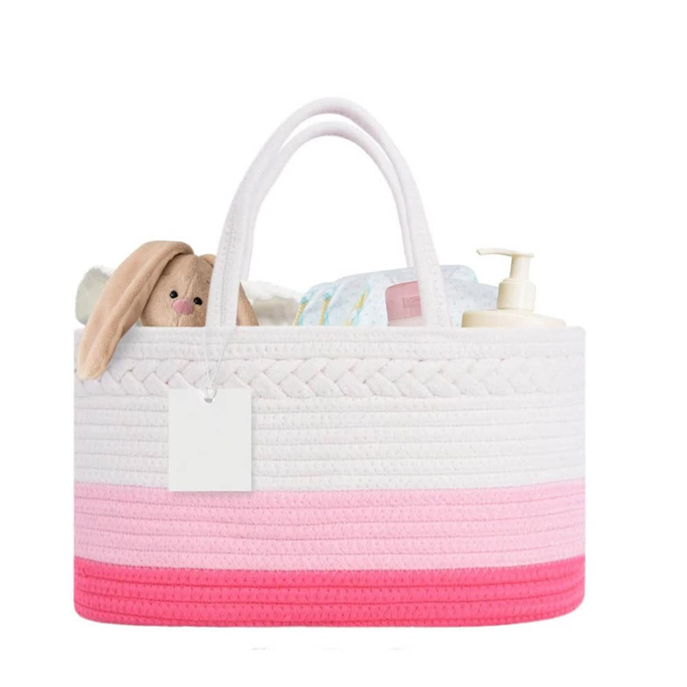 Pink Stylish Cotton Rope Basket for Clothing & Toys - Woven Storage Organizer, 38x23x18cm