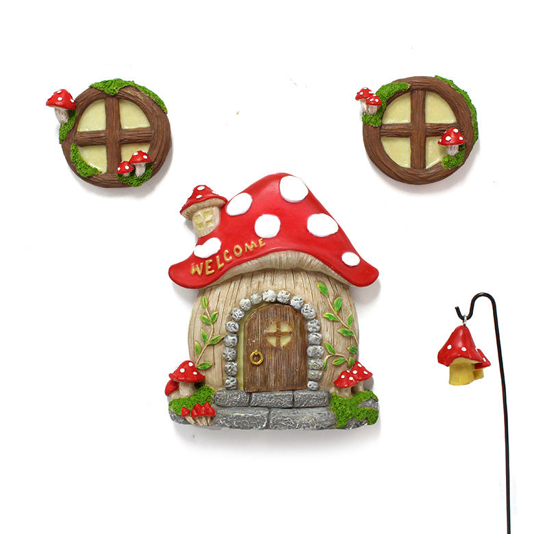 Enchanting Fairy Garden Mushroom House Set - Whimsical Tree Trunk Decor for Outdoor Gardens