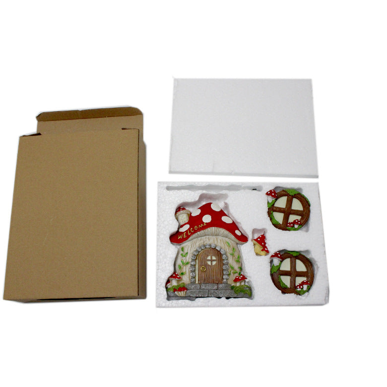Enchanting Fairy Garden Mushroom House Set - Whimsical Tree Trunk Decor for Outdoor Gardens