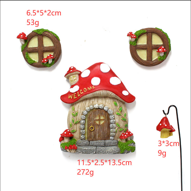 Enchanting Fairy Garden Mushroom House Set - Whimsical Tree Trunk Decor for Outdoor Gardens