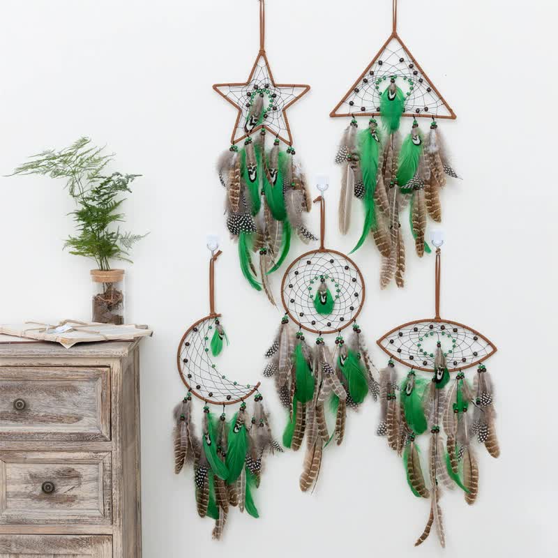 Eye Shape Boho Forest Dreamcatcher Wind Chime Pendant - INS Style Moonlit Serenity Decor