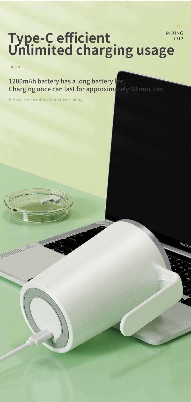 Green Portable Automatic Mixing Coffee Cup - Stainless Steel Magnetic Stirrer(No handle)