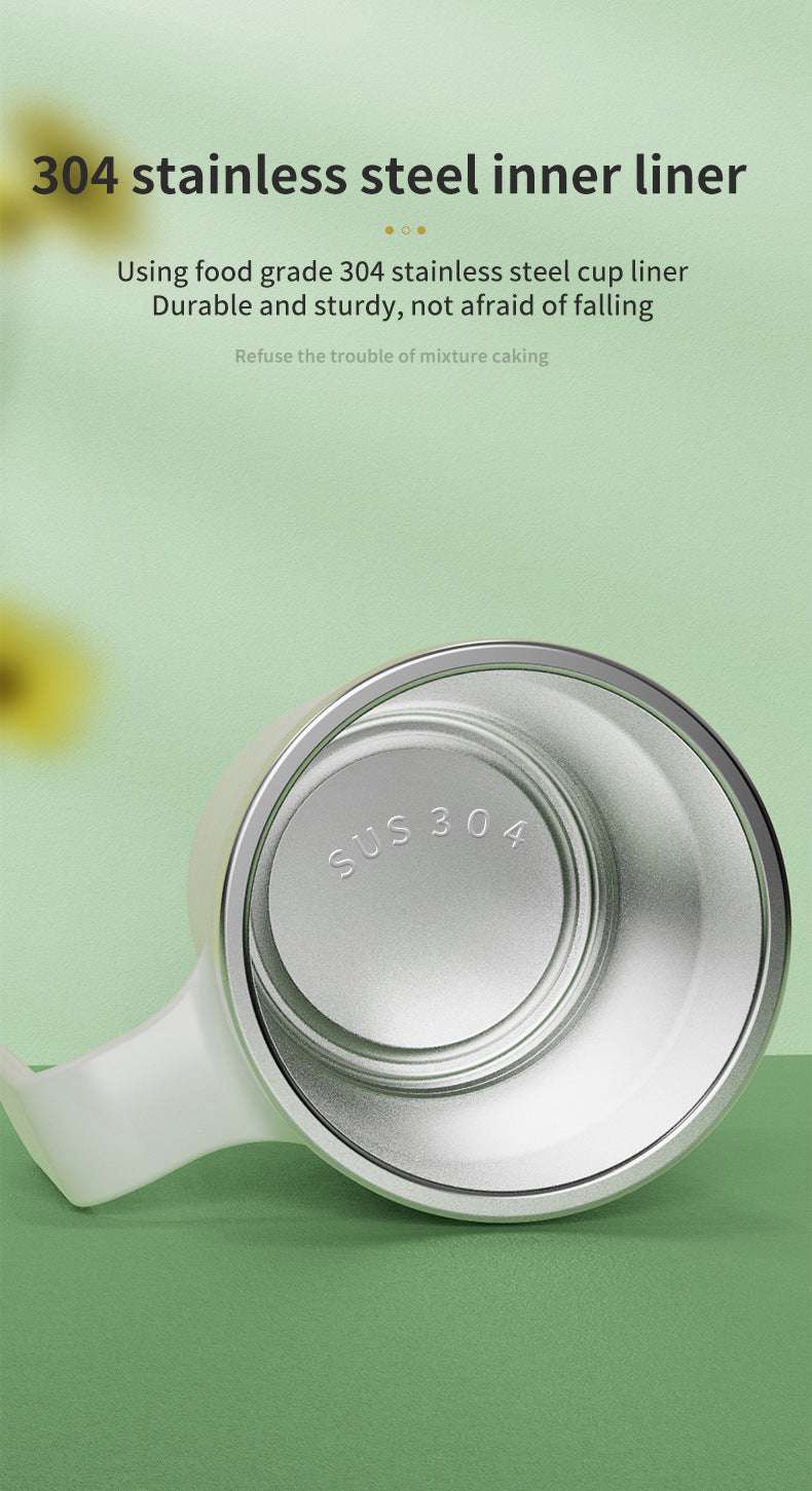 White Portable Automatic Mixing Coffee Cup - Stainless Steel Magnetic Stirrer(handle stlye)