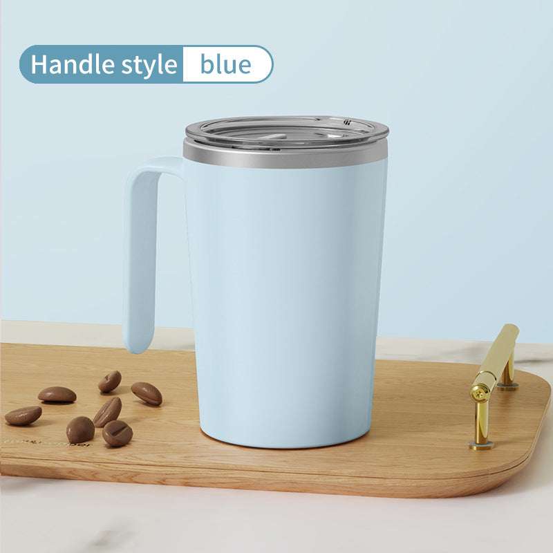 Blue Portable Automatic Mixing Coffee Cup - Stainless Steel Magnetic Stirrer(handle stlye)
