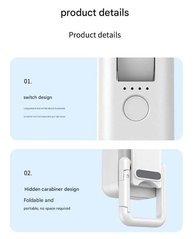Dual-Blade Portable Neck Fan - Rechargeable USB Fan with Carabiner