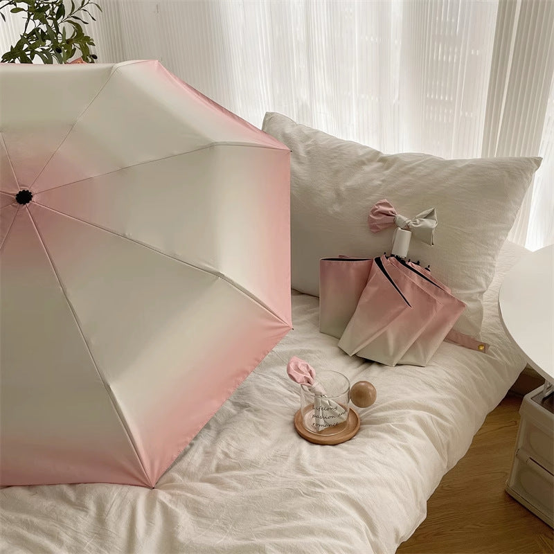 Girly Pink Gradient Automatic Folding Umbrella - Sun & Rain Protection for Women