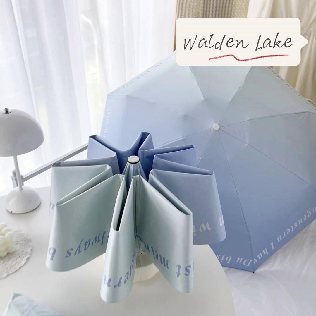 Sea Blue Gradient Automatic Folding Umbrella - Sun & Rain Protection for Women