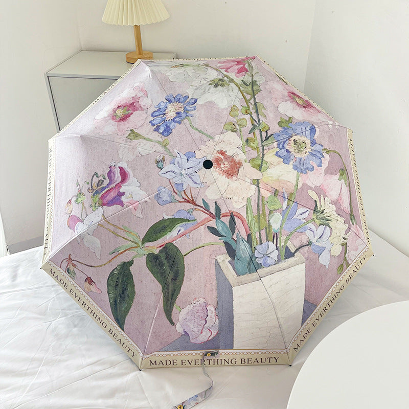 Portable Mini 5-Fold Umbrella - Rose, Anti-UV