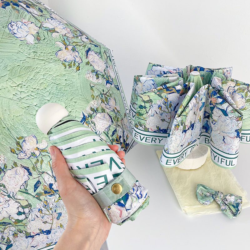 Rose Mini 5-Fold Umbrella - Portable, Anti-UV