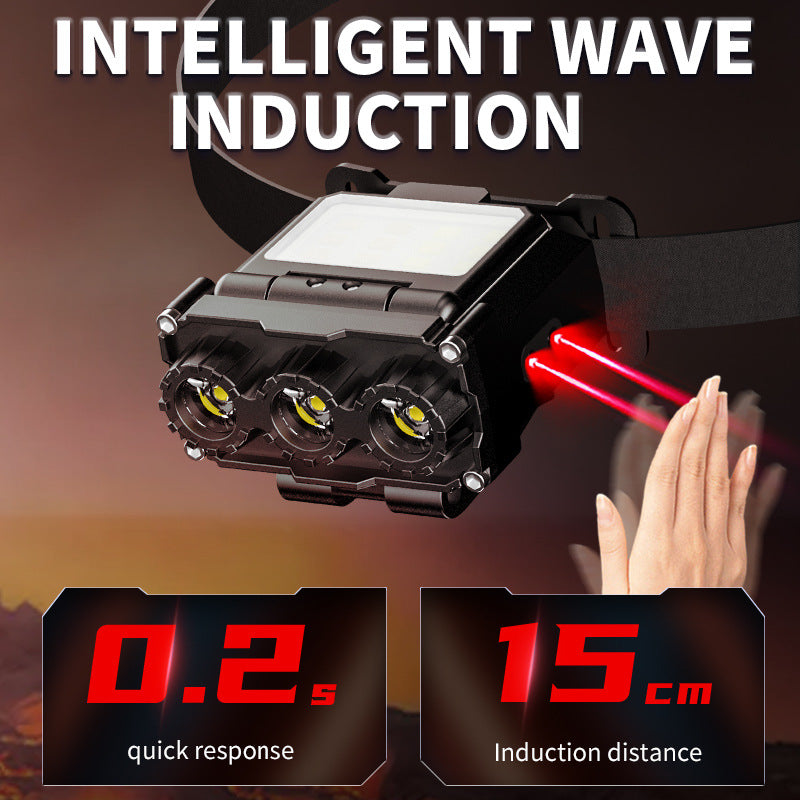 Beige Rechargeable LED Headlight -  Cap Light, Long Lasting Camping Light