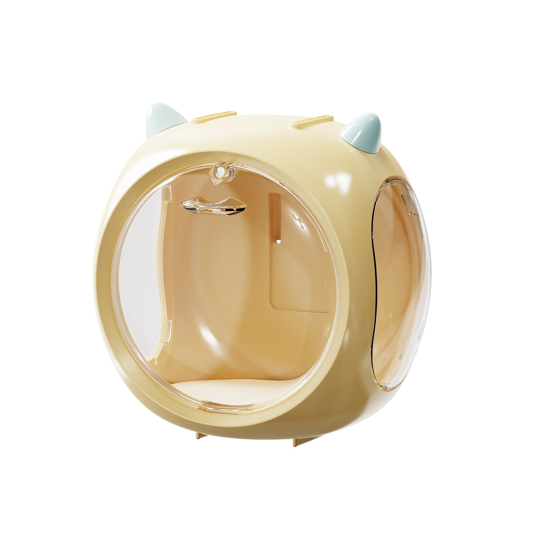 Yellow And Blue Horn Acrylic Blind Box Display Case - Transparent Dustproof Storage for Figures and Collectibles(The model is a shooting prop and is not included)