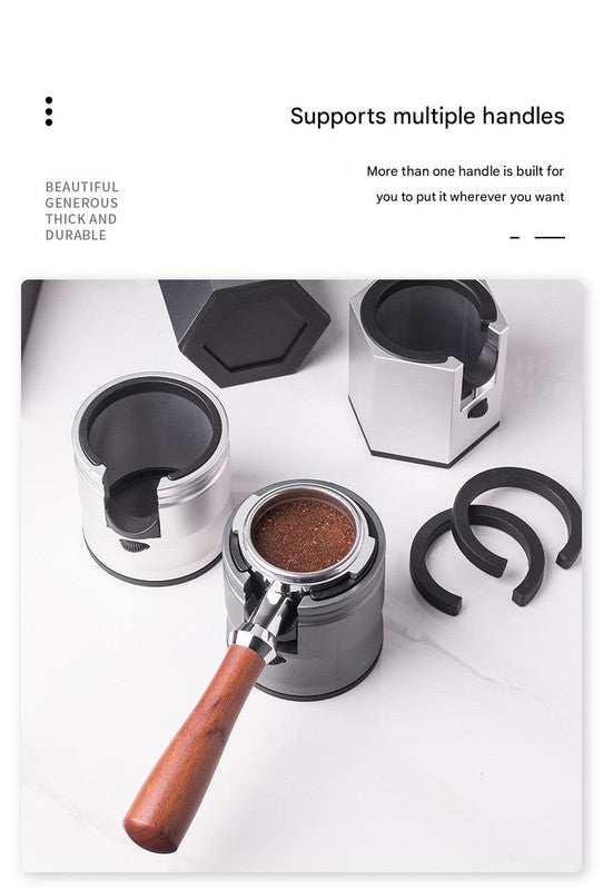 Dark Grey Diamond Professional Aluminum Espresso Tamping Station - Adjustable Portafilter Holder Stand