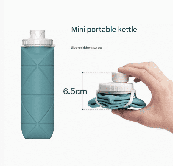 Grey Portable Silicone Collapsible Water Bottle - Foldable Sports Cup for Cycling and Outdoor Fitness