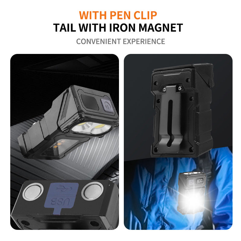 COB+LED Work Light with Digital Display - 180 Degree Rotatable Magnetic Emergency Flashlight with Warning Modes