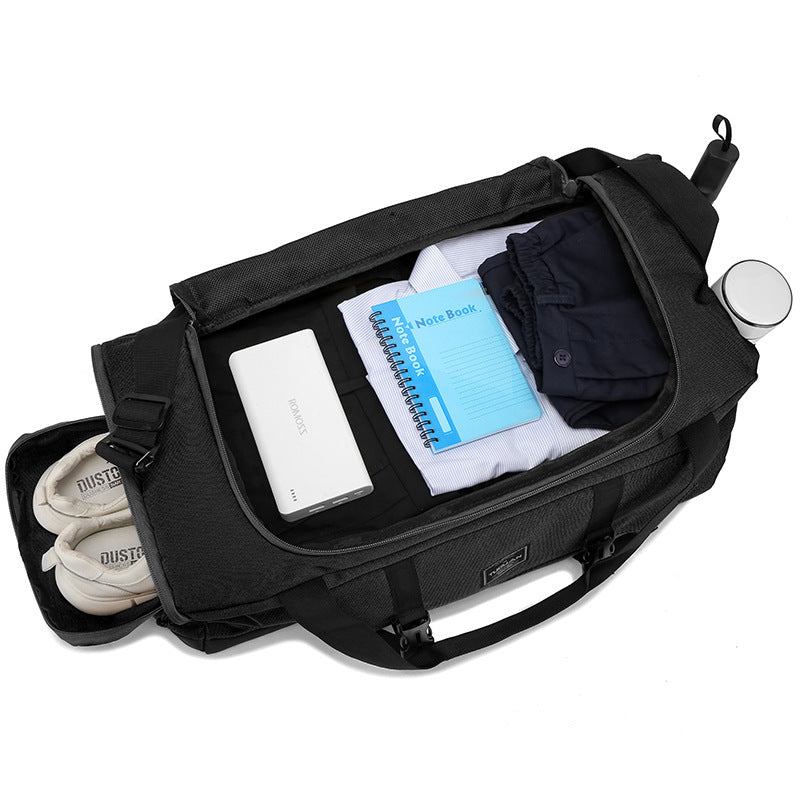 Grey Dry Wet Separation Gym Bag - Yoga Fitness Travel Duffel - Shoe Compartment