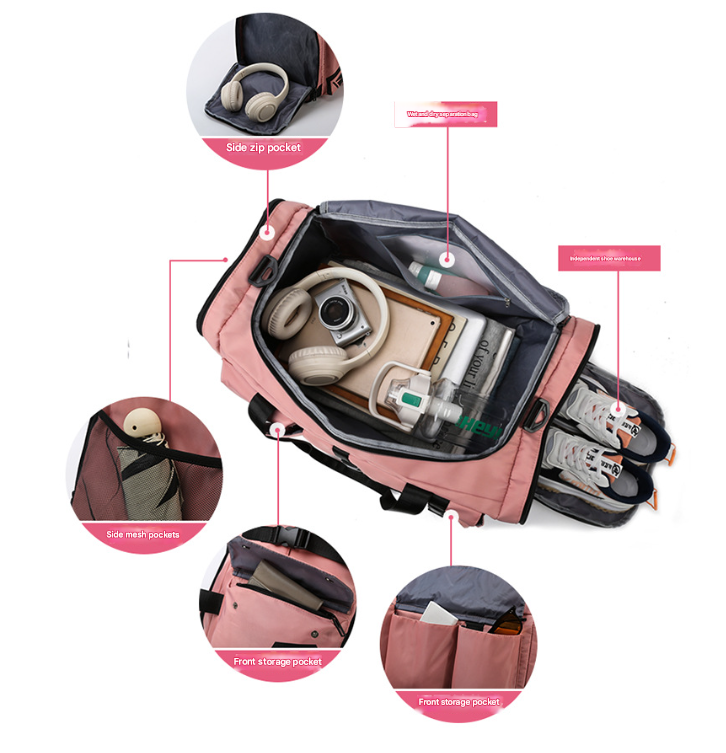 Grey Capacity Travel Duffel Bag - Unisex - Multi-Color - 56x29x27cm