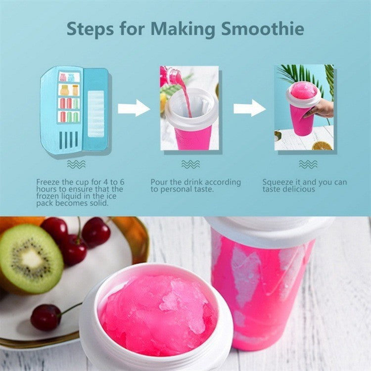 DIY Frozen Magic Slushy Maker Cup - Quick Squeeze Smoothie Cup with Lid & Straw/Spoon(Yellow)