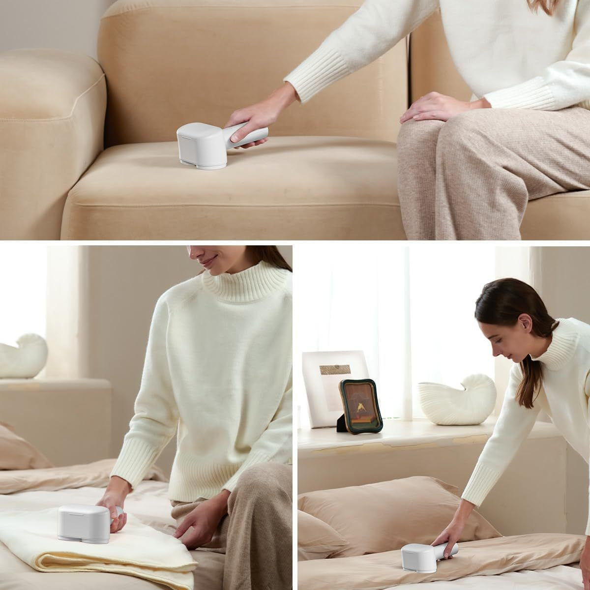 Dual-Head Electric Lint Remover - USB-C Rechargeable, LED Display, 7-Size Honeycomb Mesh(Yellow)