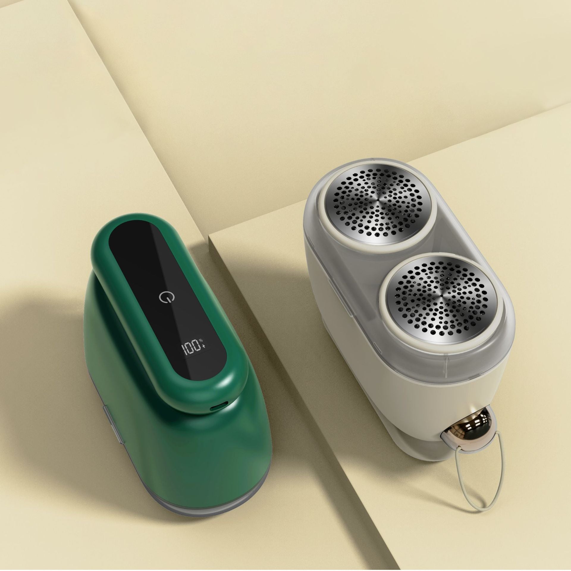 Compact Electric Lint Remover with LED Display & Dual Head - USB Rechargeable(Dark green)