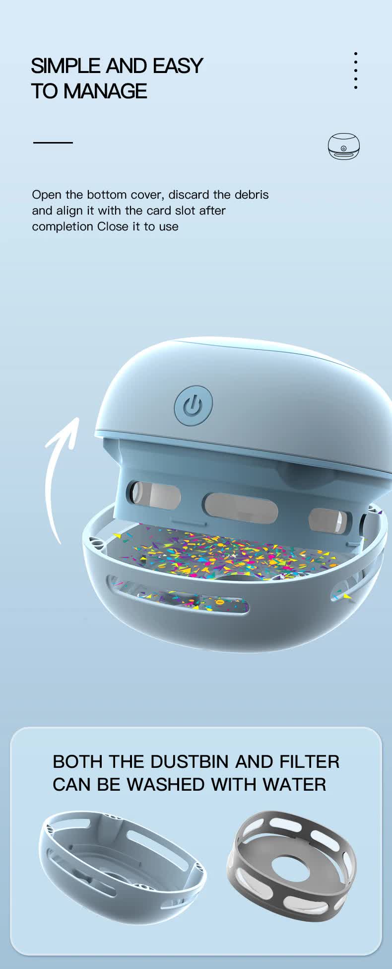 Green Cordless Tabletop Crumb Sweeper - USB Rechargeable Mini Vacuum for Desk