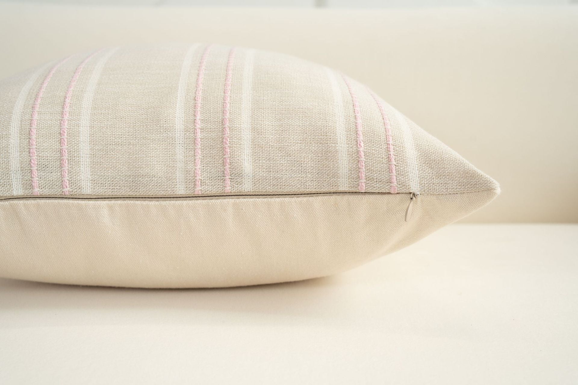 Textured Vertical Striped Pillowcases - Scandinavian Home Decor Accents (Pink Stripes Pair - 45x45cm)