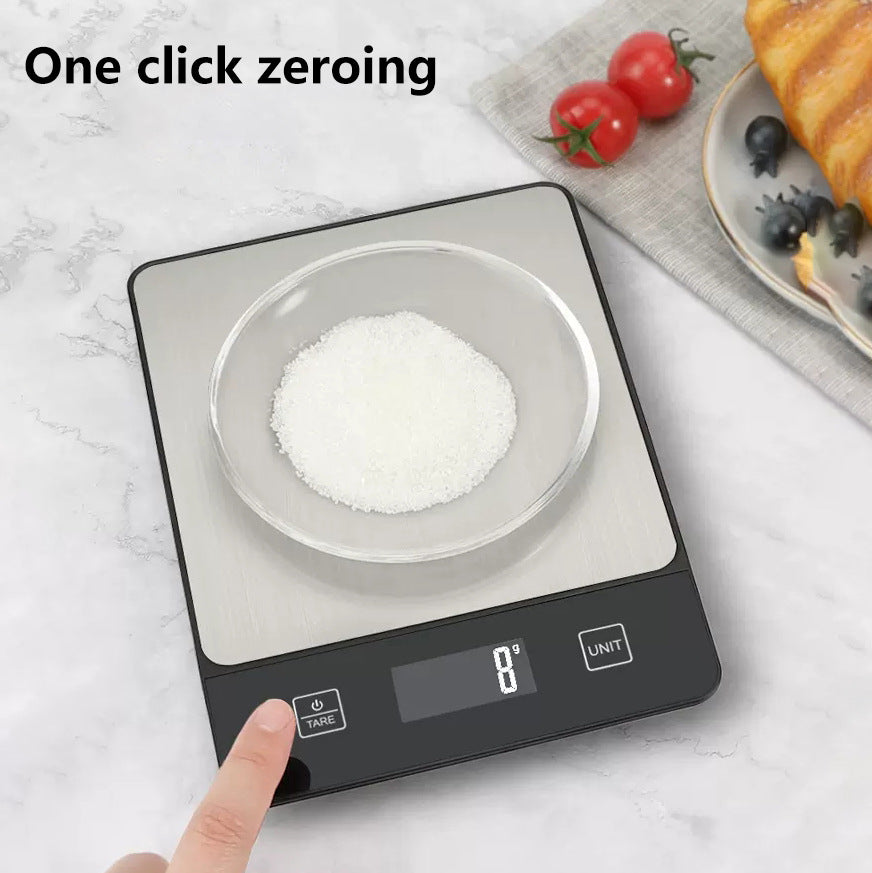 Black Digital Kitchen Scale - Stainless Steel Food Scale for Baking & Cooking (10kg/1g)
