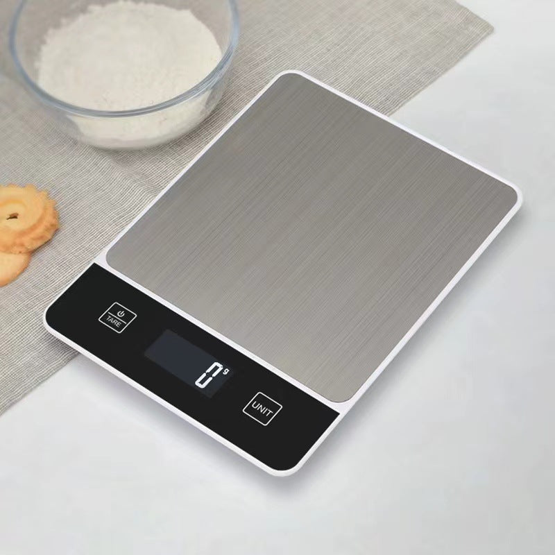 White Digital Kitchen Scale - Stainless Steel Food Scale for Baking & Cooking (10kg/1g)
