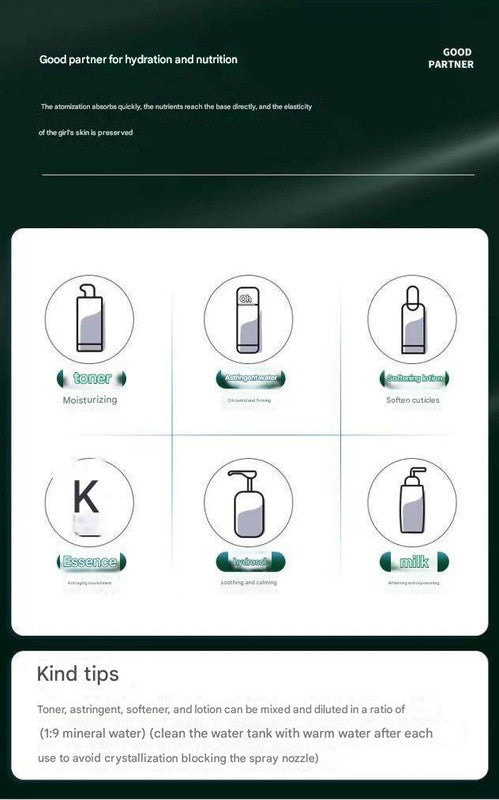 Pink Dual Nozzle Nano Facial Mister - USB Rechargeable Hydrating Spray