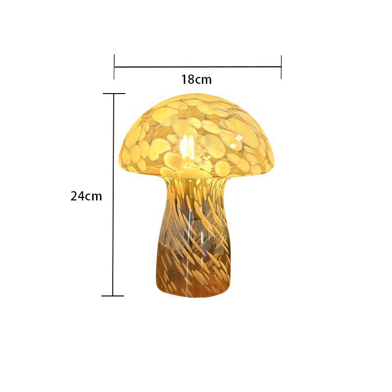Yellow Charming Retro Glass Mushroom Table Lamp - Vintage Nordic Style Bedside Light
