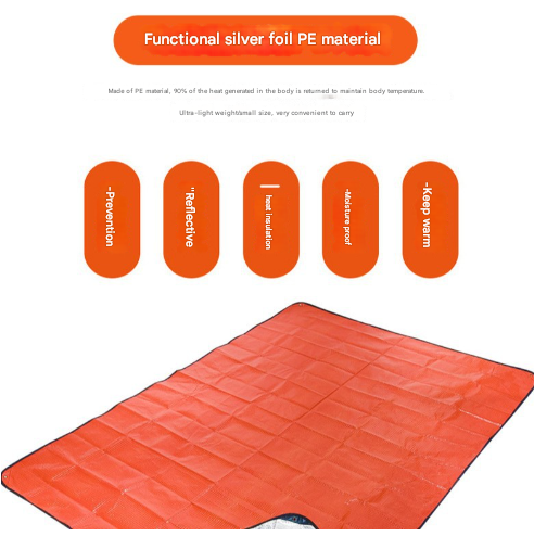 Heavy Duty PE Emergency Survival Blanket - Waterproof Thermal Reflective Tarp (Orange/Silver)