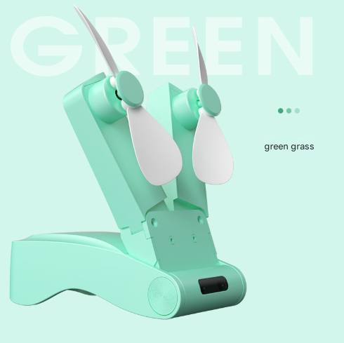 Pink Dual Head Folding Handheld Fan - USB Recharge